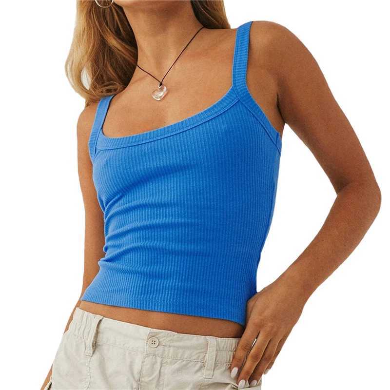 Damestanks Camis Xingqing Tanktop Women Y2K Aesthetische Slelless Scoop Neck Slim Fit Shirts vaste kleur Ribbed Vest 2000s Kleding Strtwear Y240420