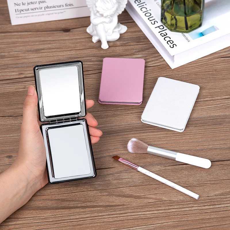 Mirrors Double-sided Compact Mirror PU Leather Portable Square Folding Cosmetic Mirror Mini High-definition Compact