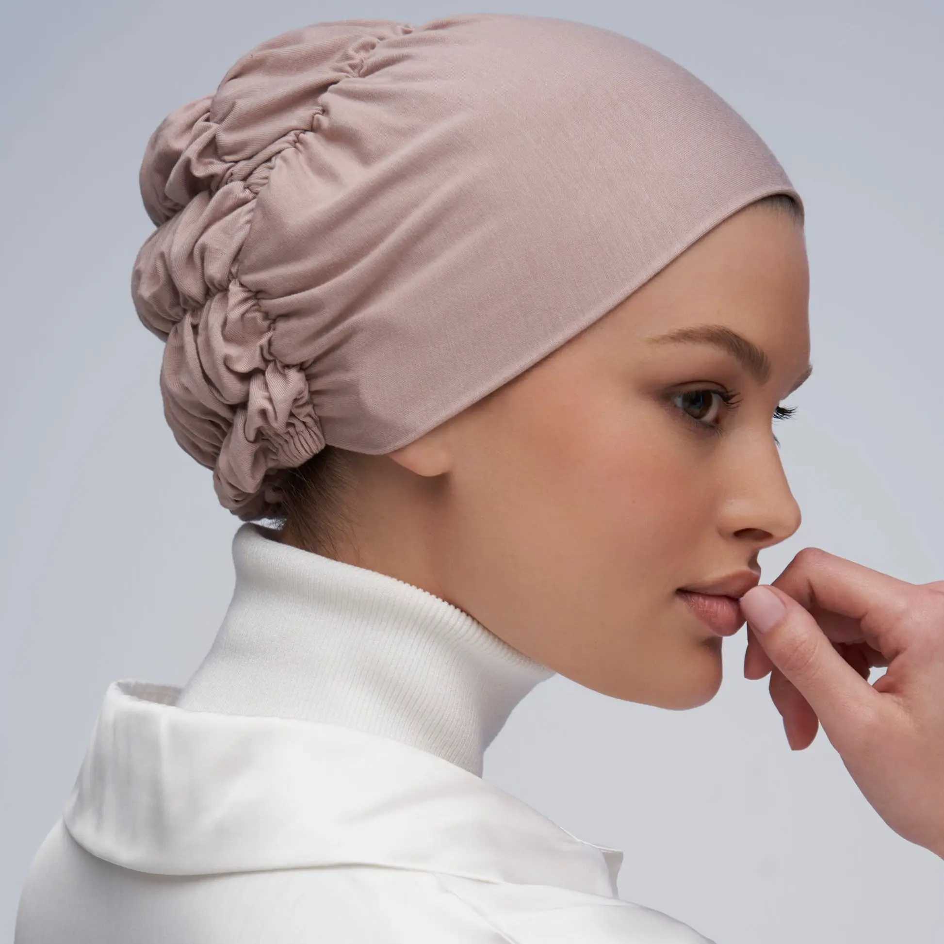 Hijabs Nouveau modal modal musulman Turban Coton Tie en coton Inner Hijab Caps Islamic Indembarf Bonnet India Hat Headwrap Turbante Mujer D240425