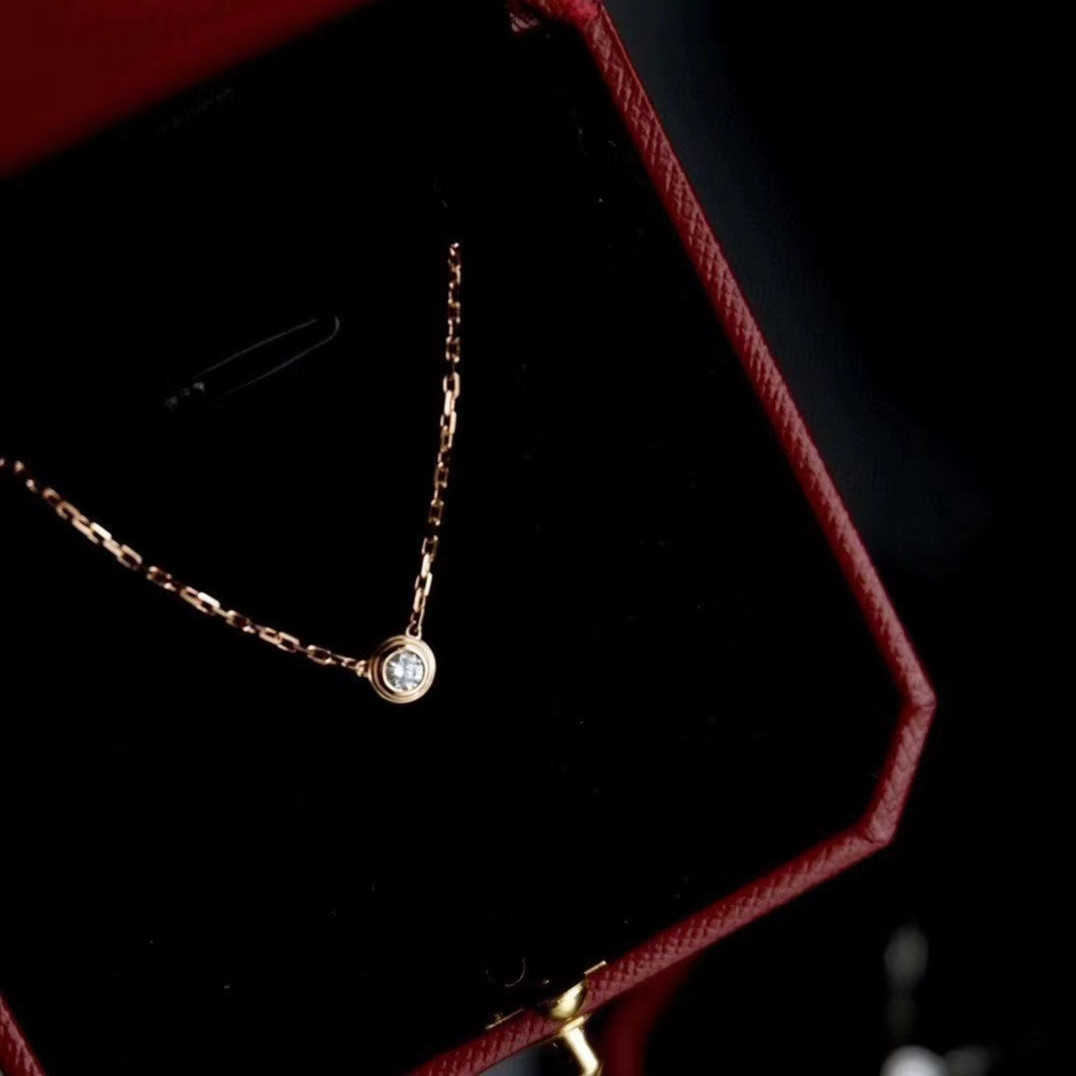 Original Designer Carter Single Diamond UFO Bubble Necklace 925 Sterling Silver Plated 18k Gold Classic Collar Chain Pendant