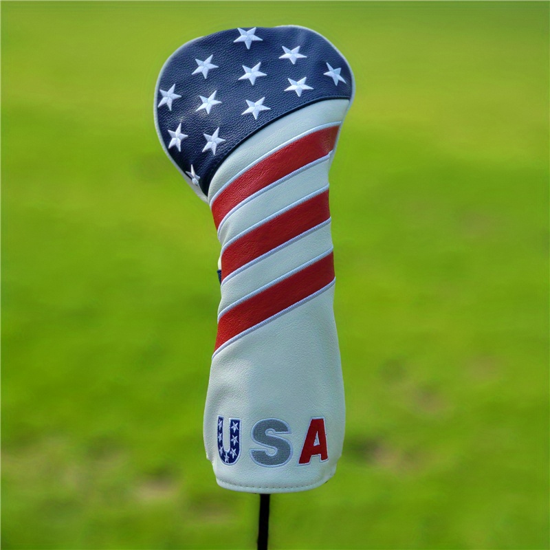 Ensemble de couvertures de tête de club de golf patriotique - Protégez vos clubs avec du cuir PU durable et un design de drapeau américain vibrant