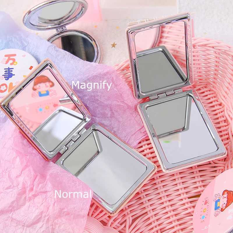 Espejos dibujos animados mini maquillaje espejo de maquillaje redondo de doble cara espejo portátil mini maquillaje plegable espejo espejo de bolsillo para niñas mujeres