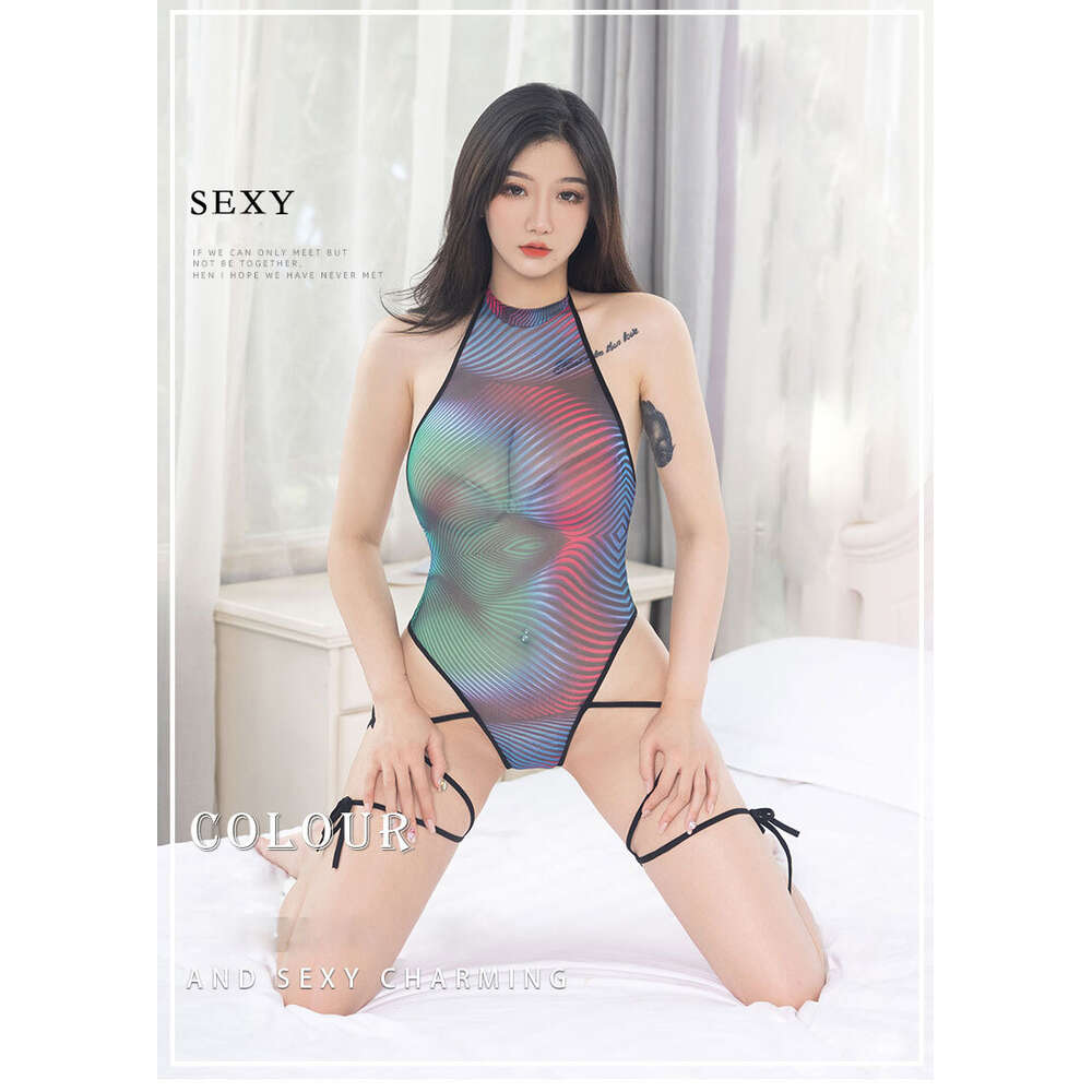 Bandage sexy bodys tops mode coloré coloré transparent licou transparent porter des collants de lingerie exotique en allure pour femmes