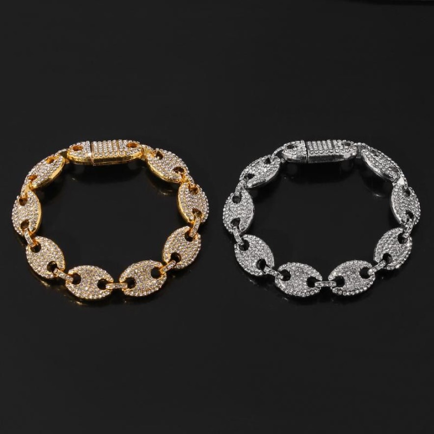 Bracelets de charme bracelet de grain de café Iced Out Shein Zircon cubic pour hommes