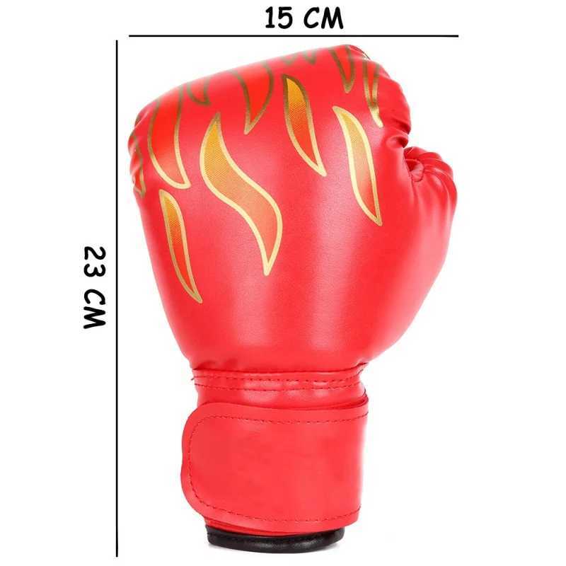 Vection de protection des enfants Gants de boxe Unisexe Pu Flame imprimé Fight Protector Fitness Sanda Sports Gants 240424