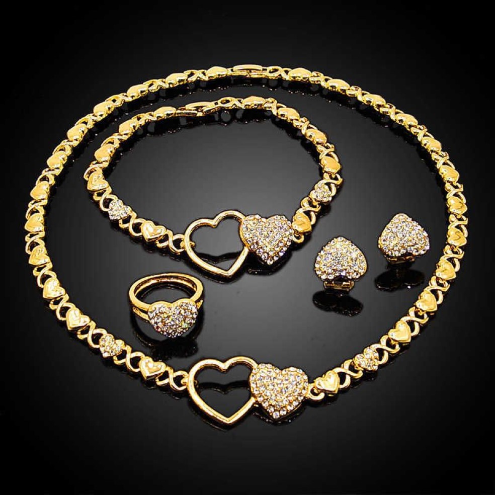 African jewelry set for women Heart necklace set wedding jewelry sets earrings xoxo necklace bracelets gifts 2106192630