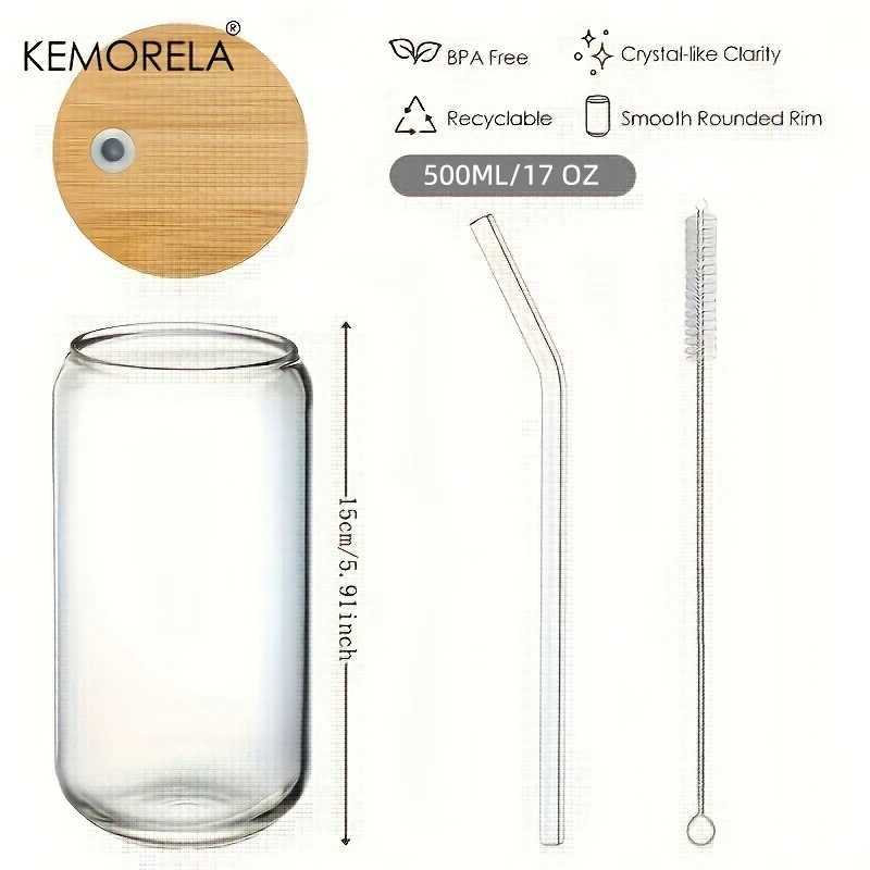 Tumblers 17Oz Drinking Glasses With Glass Straw 1/2/Set 500ML Shaped Cups Beer Iced Coffee Tumbler Cup H240425