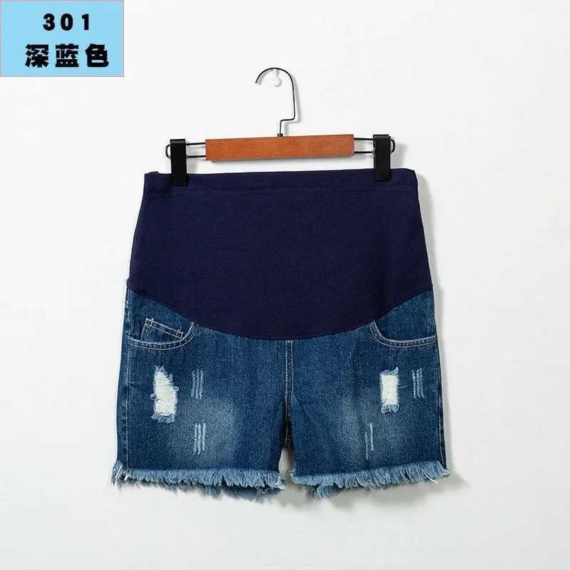 Zwangerschapsbodemsomzone en comfort Stretch Fabric Zwangerschapsbroek Stijlvolle zwangerschaps denim shorts met Frayedl2404