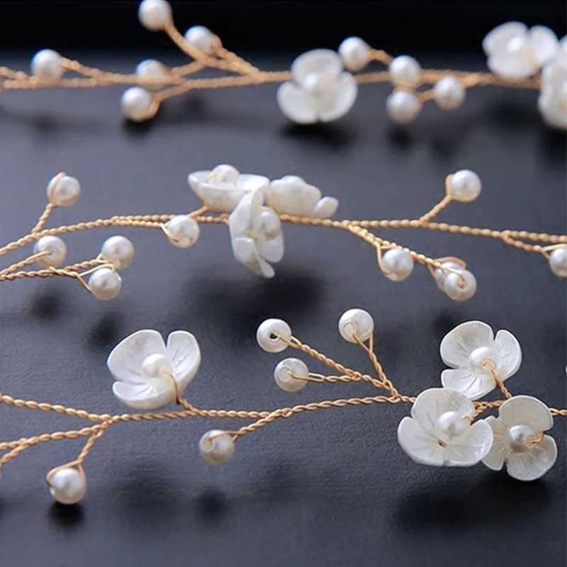 MCA1 Wedding Hair Jewelry Fashion Bridal Wedding Crystal Hair Accessories Pearl Flower Headband Bride Hairband Beads Decoration Hair Comb For Women d240425