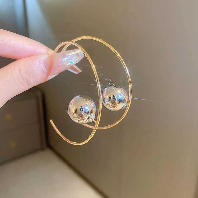Stud New Fashion Metal Big Circle Hoop Earrings For Women Exaggerated Gold Color C-Shaped Round Earrings Jewelry Gifts