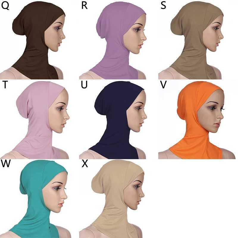 Hijabs Cotton Muslim Turban Cap Women Full Cover Inner Hijab Caps Islamic Underscarf Solid Color Bonnet Neck Head Under Scarf Cap d240425