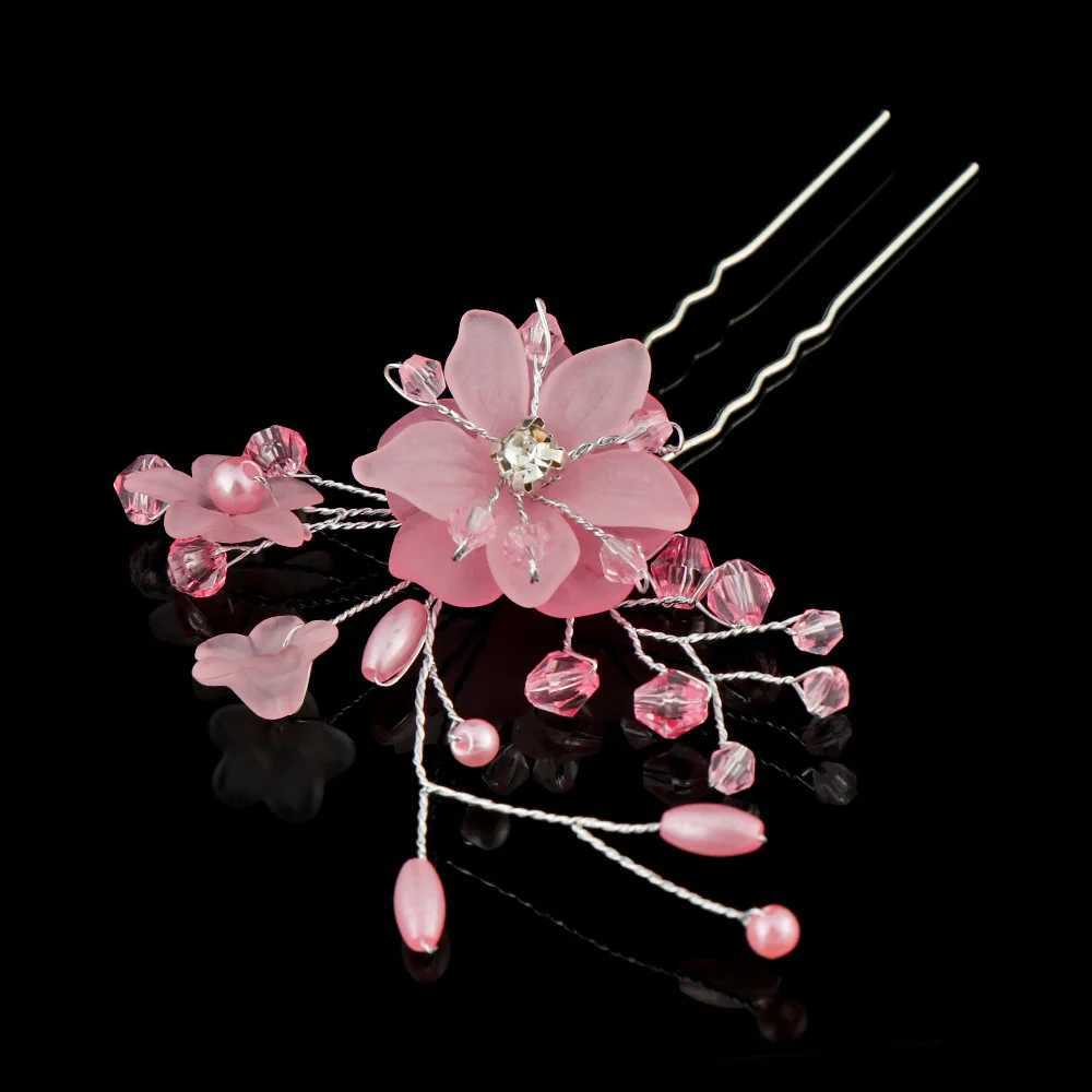 Gioielli capelli da sposa cristallo perle Hairpin a forma di fiore a forma di forno a pelo rhinestone perle perle forche