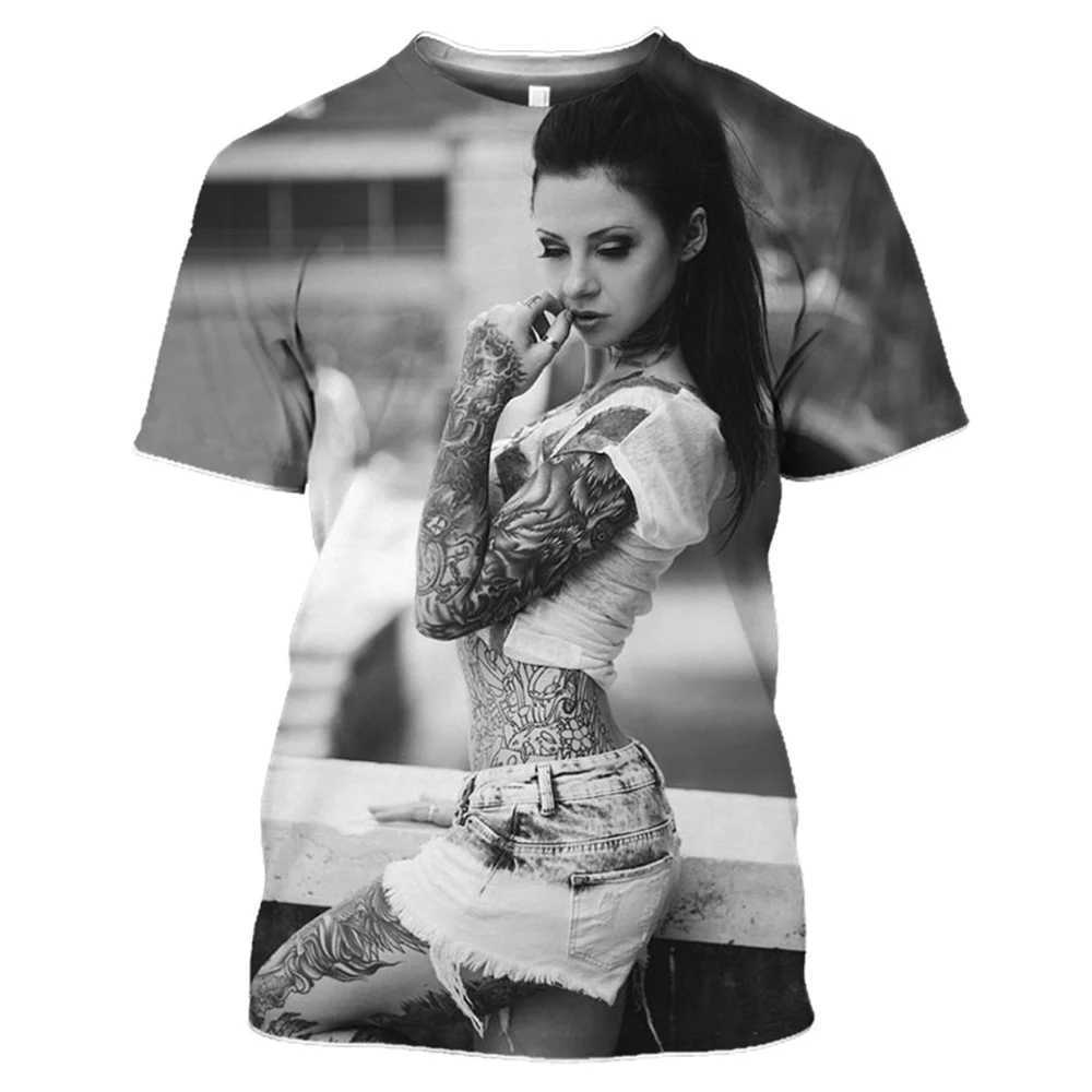 T-shirts masculins 2023 Sexy Goddess 3D Print Mens / Womens T-shirts Summer Streetwear décontracté O-Neck à manches courtes Tops TEES FEMME COSSL2404