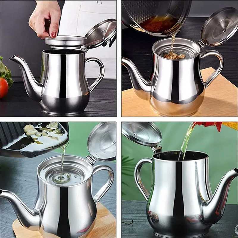Food Savers Storage Containers Filter oil stainless steel household leak proof pot pouring bottle kitchen supplies practical tank seasoning new H240425