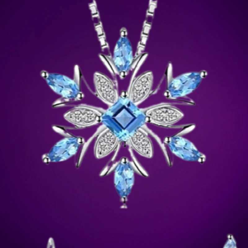 Pendant Necklaces Exquisite Fashionable Income Blue Snowflake Jewelry Lady Necklace Santa Snowflake Lucky Guardian Pendant Halloween Auspicious