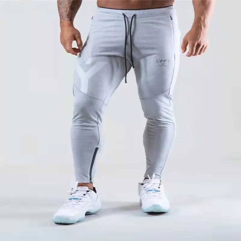 Men's Pants LYFT Fitness Pants for Mens Autumn and Winter New Breathable Sports and Casual Pants Slim Fit Small Foot Zipper Guard Pants d240425