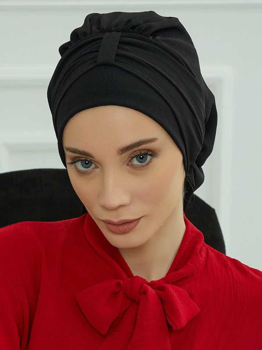 Hijabs Muslim Instant Instant Turban Pure Stretch Hijabs Interior para Caps Pronto para usar lenço de cabeça para mulheres sob o capô D240425