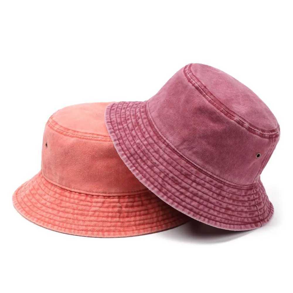 Caps chapeaux lavés du denim chapeau de seau largeur coton pêcheur coton chapeau d'été panama chapeau de pêche de plage extérieur pour aldult kids d240425