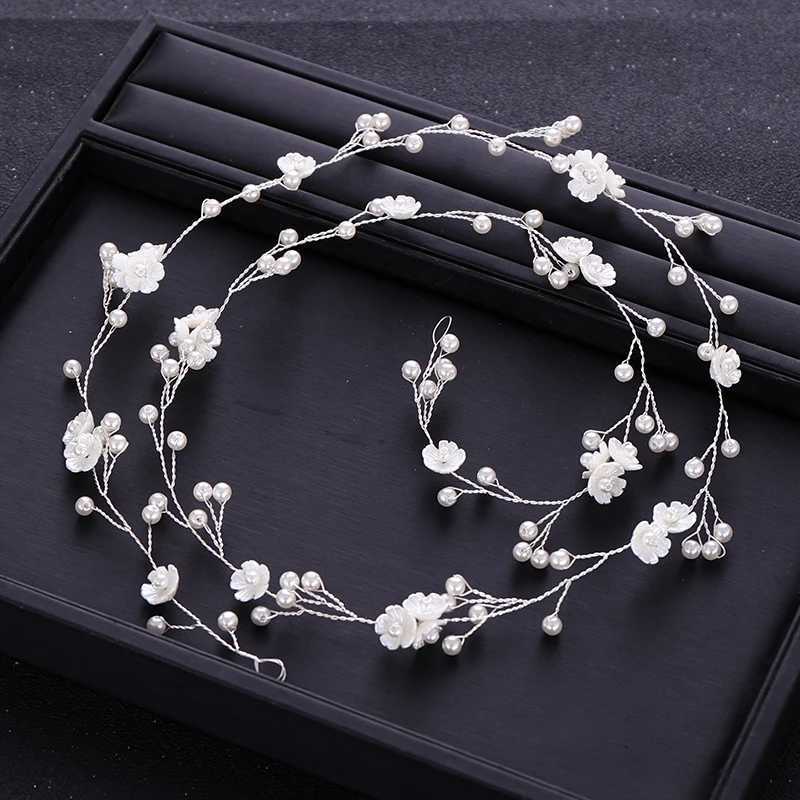 Wedding Hair Jewelry Silver Gold Color Pearl Flower Hair Vine Band Headband For Women Party Bridal Wedding Hair Accessories Jewelry Vine Band d240425