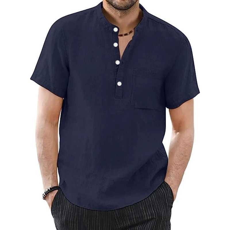 Мужские футболки летняя мода Менс льняные обычные футболки хлопковые мужские коротки с коротки