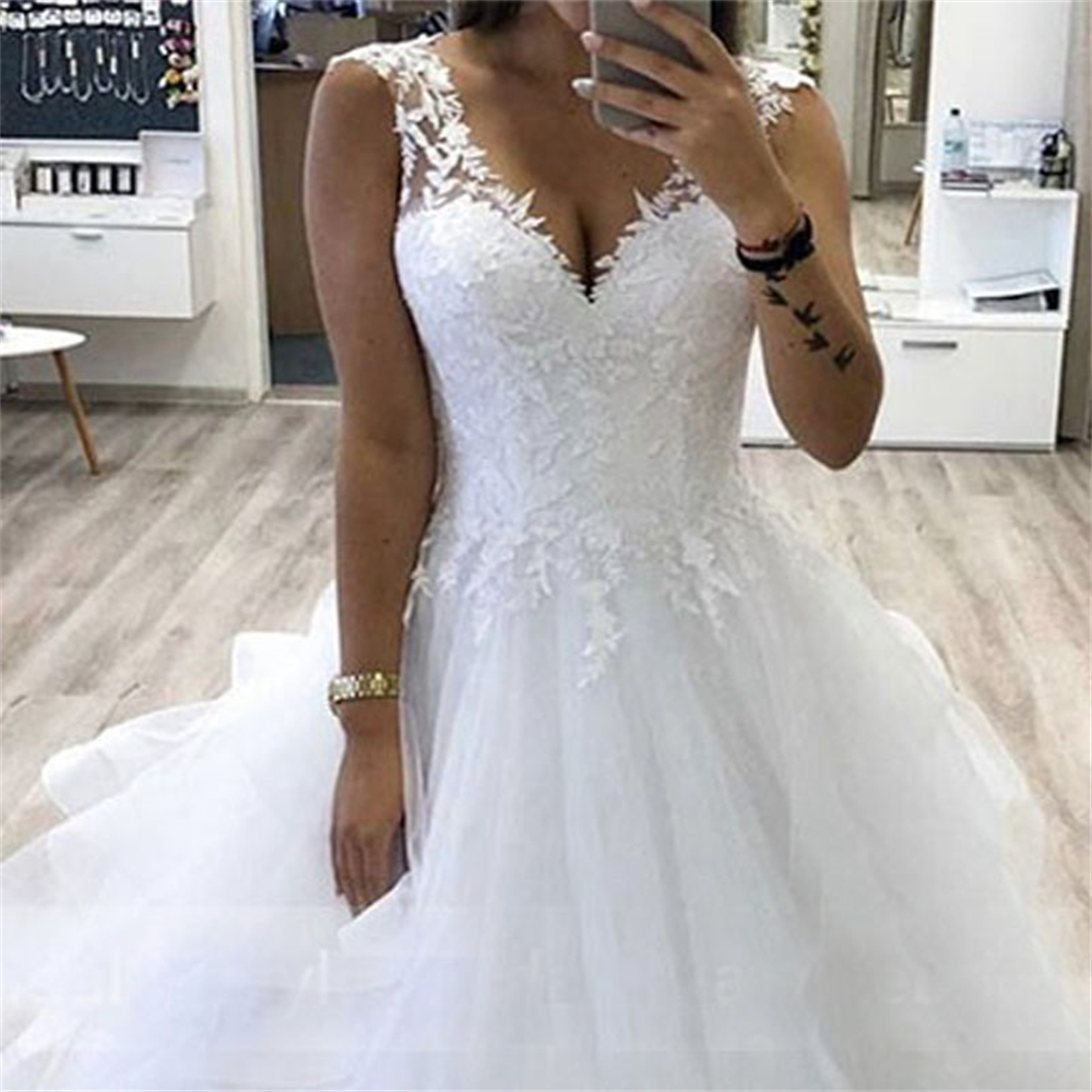 Abito da sposa da sposa da sposa da spalla con scollo a V-Neck ZJ9210 con gonna di tulle a livelli personalizzati abiti da sposa da sposa 2023