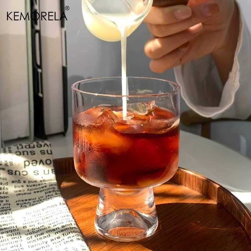 Tumblers 8.1oz mini taza de vidrio tallo largo Perfecto para vino tinto helado bebidas frías postres de frutas de café jugo de pudín H240425
