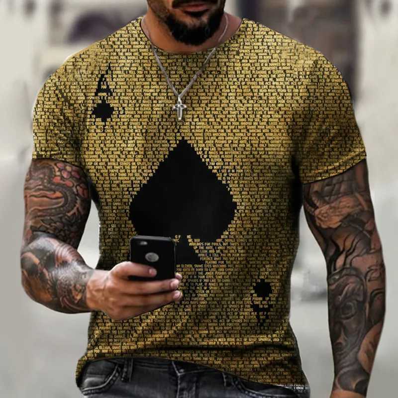 T-shirt maschile 2021 Summer Street Fashion Graffiti Mens Spades A Coppie 3D Caratteri creativi Casualmente Casual Tirtl2404