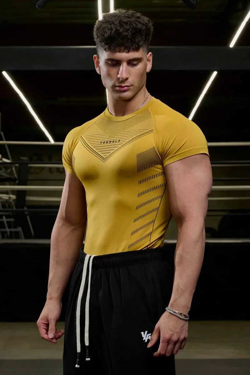 Camisetas masculinas ya estilo americano masculino camisetas esportivas ginástica de ginástica de manga curta de manga curta de ginástica executando roupas de treinamento rápido de secagem