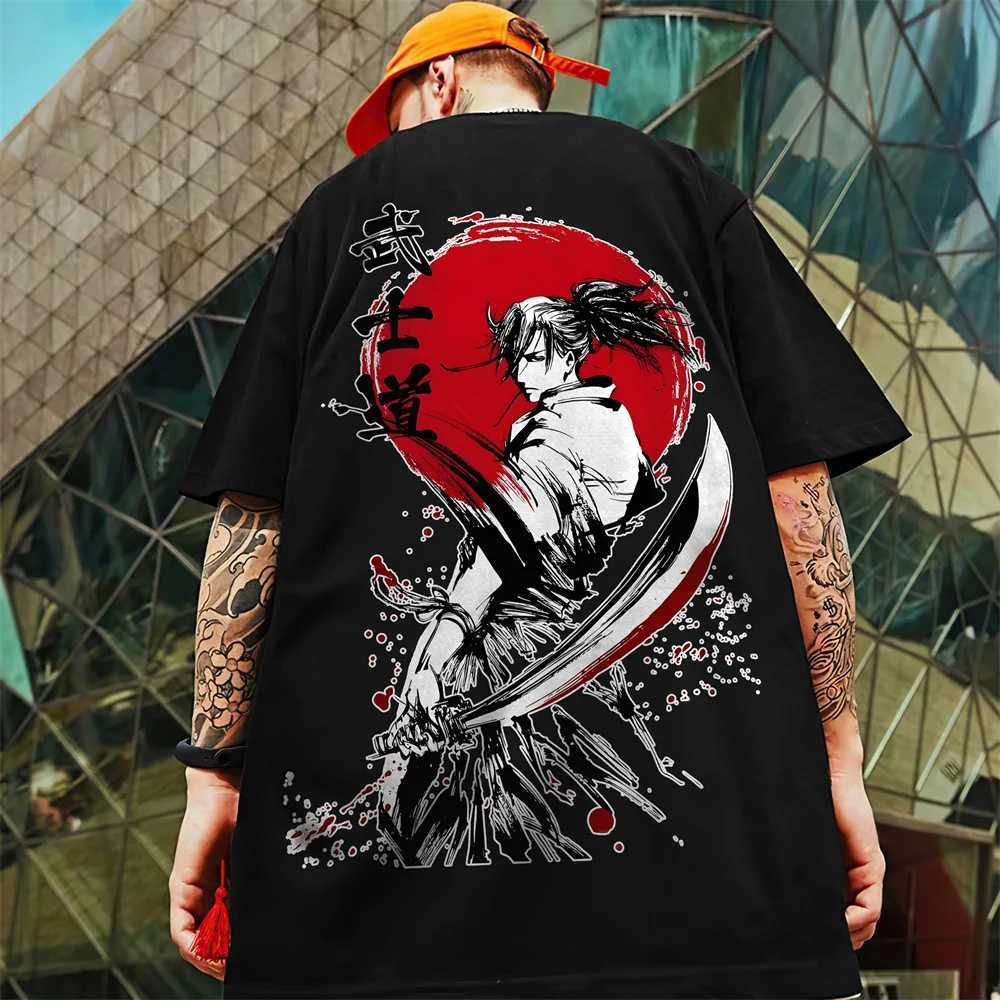 T-shirts hommes Nouveau T-shirt pour hommes 3D Bushido Imprimer T-shirt à manches courtes pour hommes Rétro Street Tendance Homme Vêtements surdimensionnés Tees lâches Hip-Hop TopsL2425