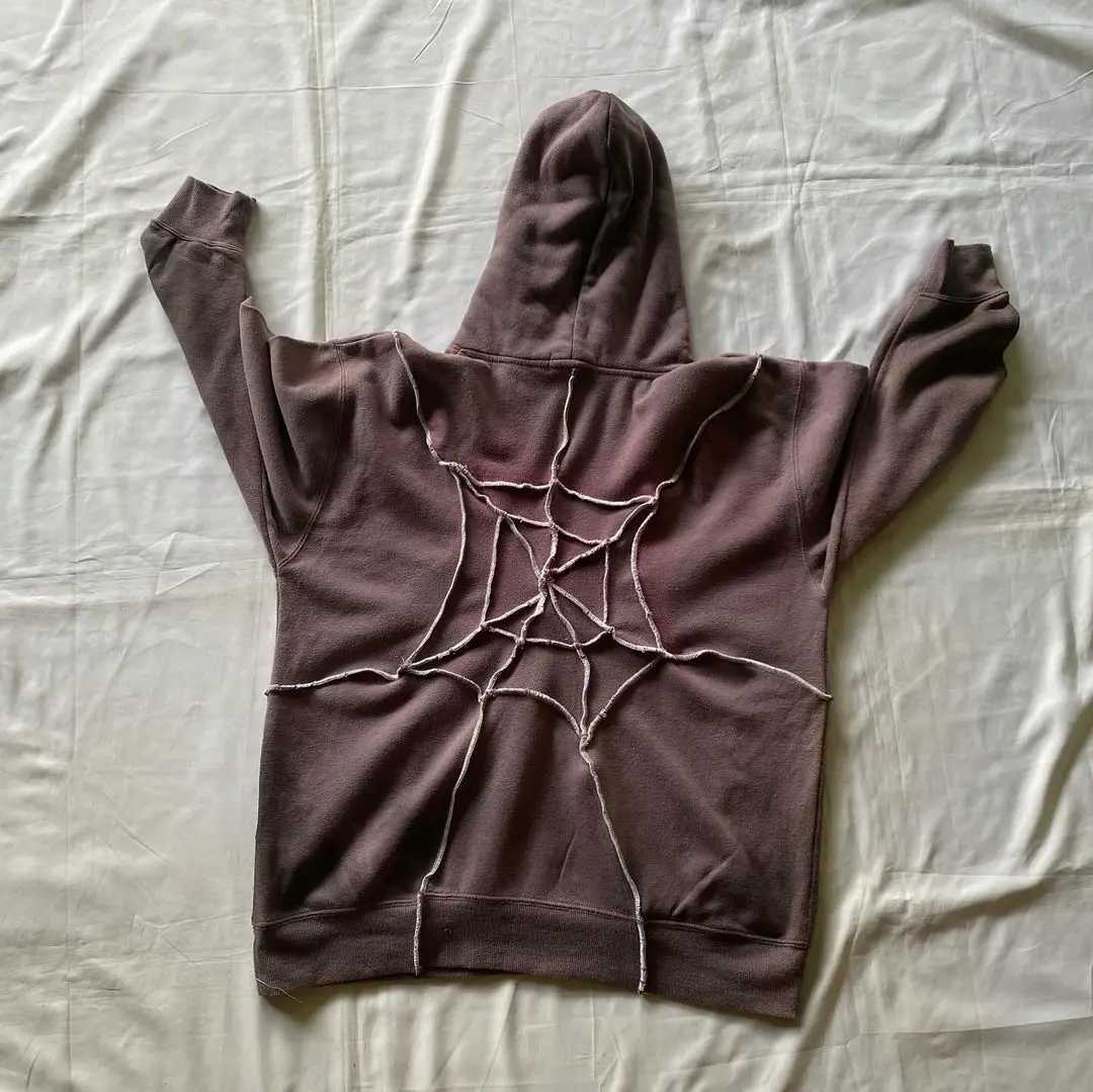 Heren Hoodies Sweatshirts Man Hip Hop Spider Web Patch Oversized Hoodiey2K Retro Sweaterharajuku Gothic pulloverstrtwear ClothingN H240425