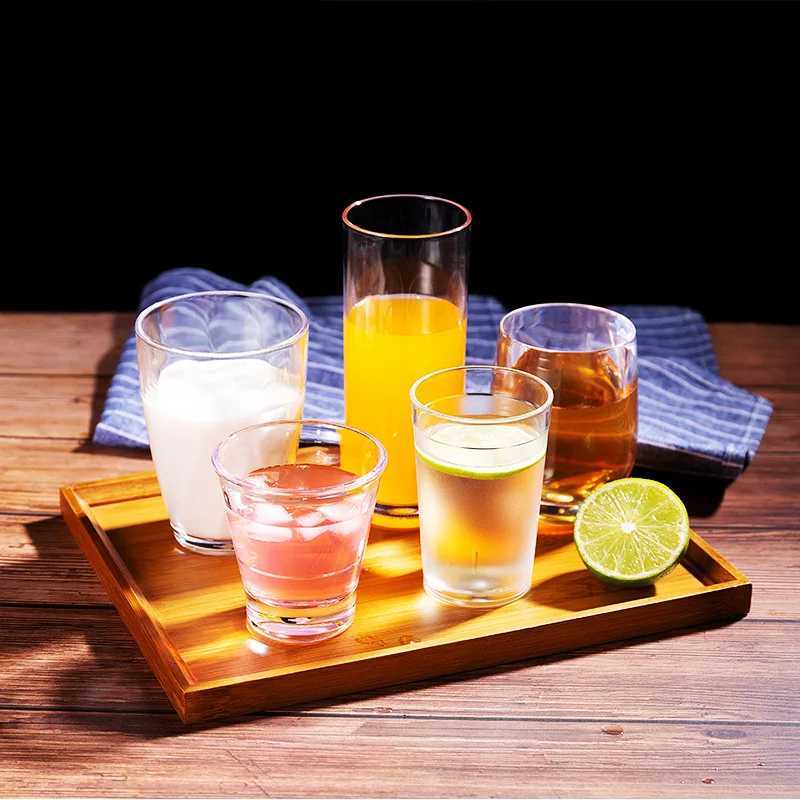 Tumblers Acrylic Beverage Glass Set Återanvändbar Drum Non Fragile Plastic Cup Diskmaskin Säkerhet 6 Pack H240425