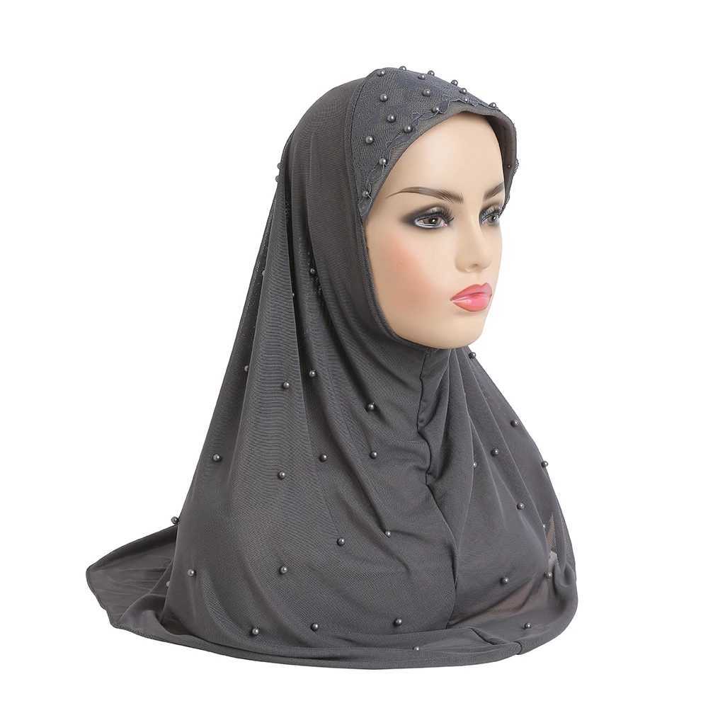 Hijabs H078 big girls adults soft net two layers muslim scarf islamic hijab hat amira pull on headwrap beautiful 10 years girl scarf d240425