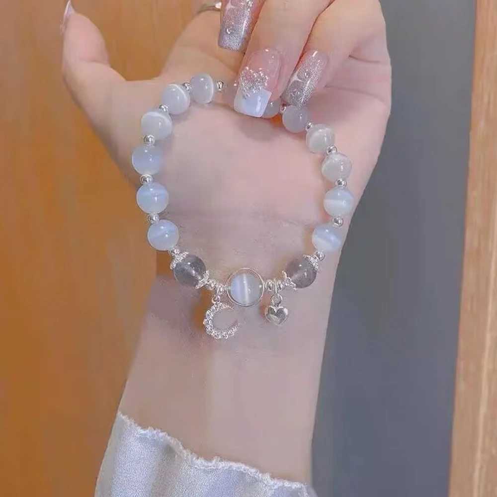 Perlen Original Opal Sea Blue Treasure Mondlicht Kristallarmband Licht Luxus elastisches Armband für Mädchen Frauen Schmuckzubehör