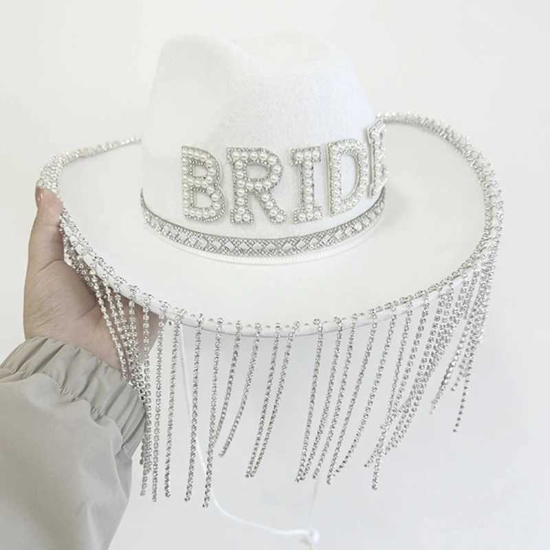 Шляпа шляпы с широкими кражами ковша шляпы яркая шляпа для детской пастушки для свадебного душа белая шляпа для пастушки девственная вечеринка Y240425