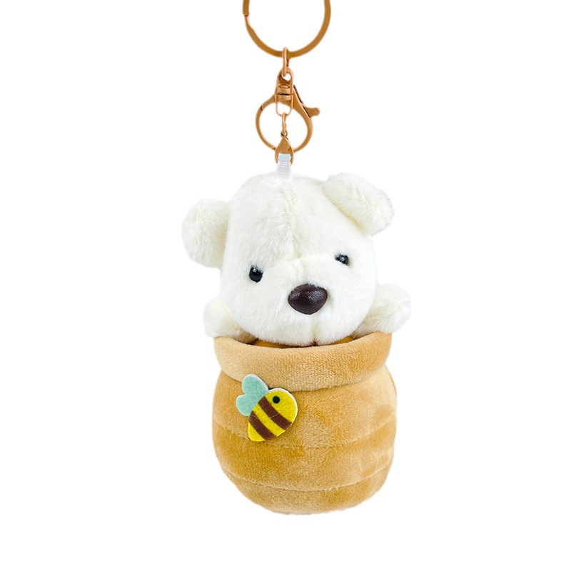 Creative Honey Pot Bear Plush Toy Pendant Cute Little Bear Doll Nyckelring grossistdockdockväska hänge