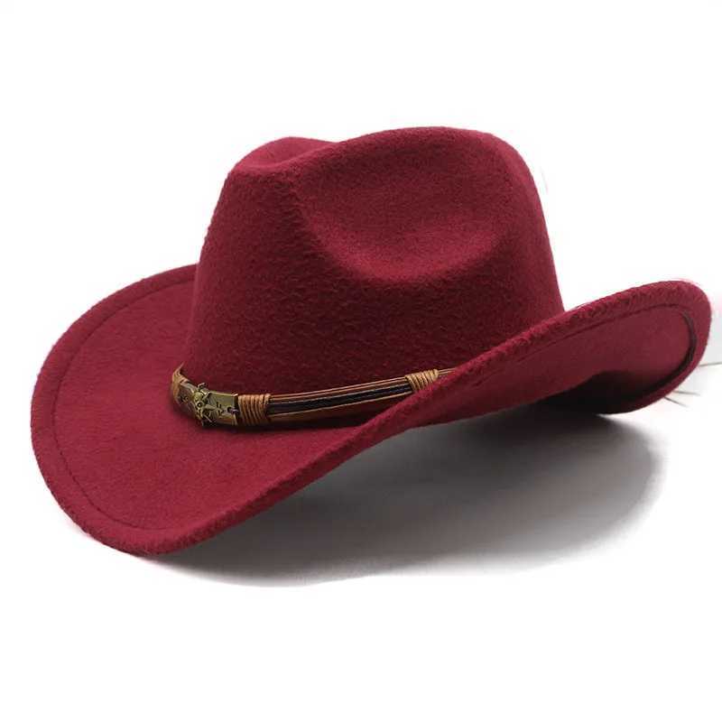 Chapeaux à bord large chapeau seau cowboy fedoras chapeau pour homme chapeaux pour femmes ceinture extérieure voyage église panama cuir ruban élégant dame chapeau automne largeur y240425