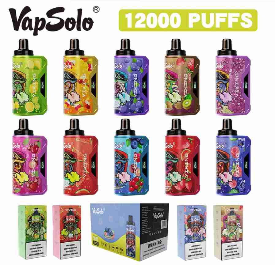 Vapsolo Viking 12K engångsångare Mesh Coil Wholesale Billig laddningsbar 650 Bettery Electronic Cigarette Vaper