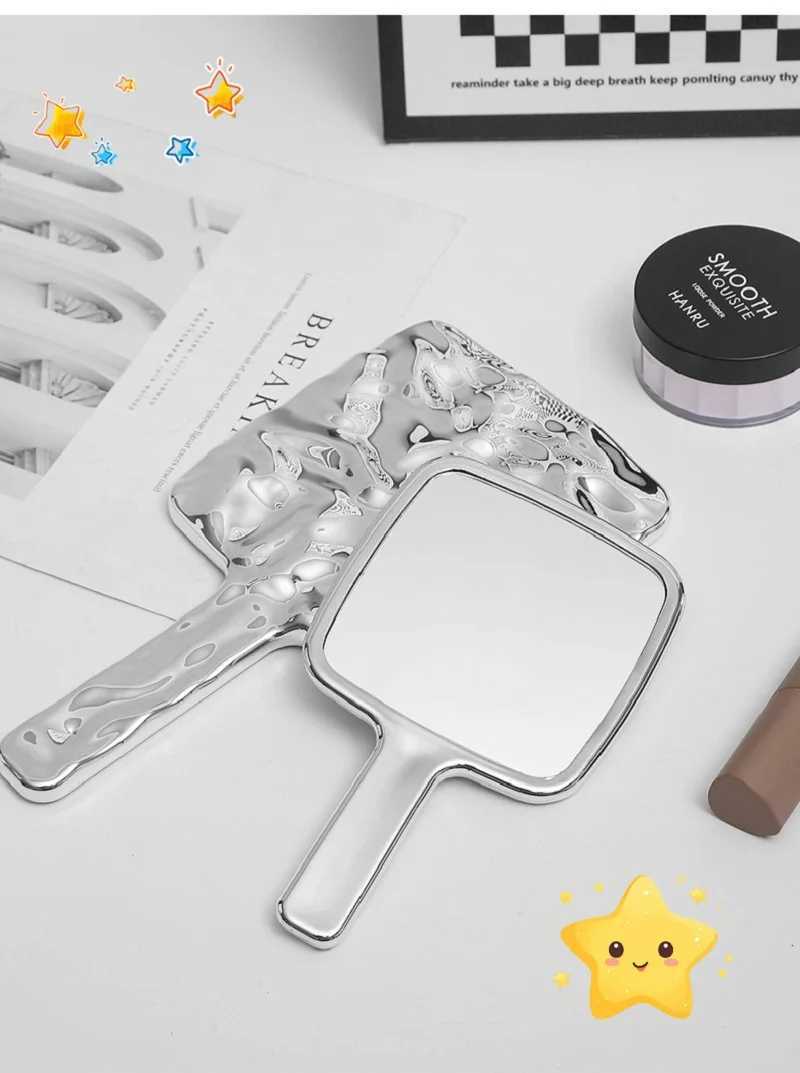 Mirrors Square Handheld Makeup Mirror Liquid Shape Vanity Mirror With Handle Hand Mirror Spa Salon Compact Mirrors For Eyelash Extension