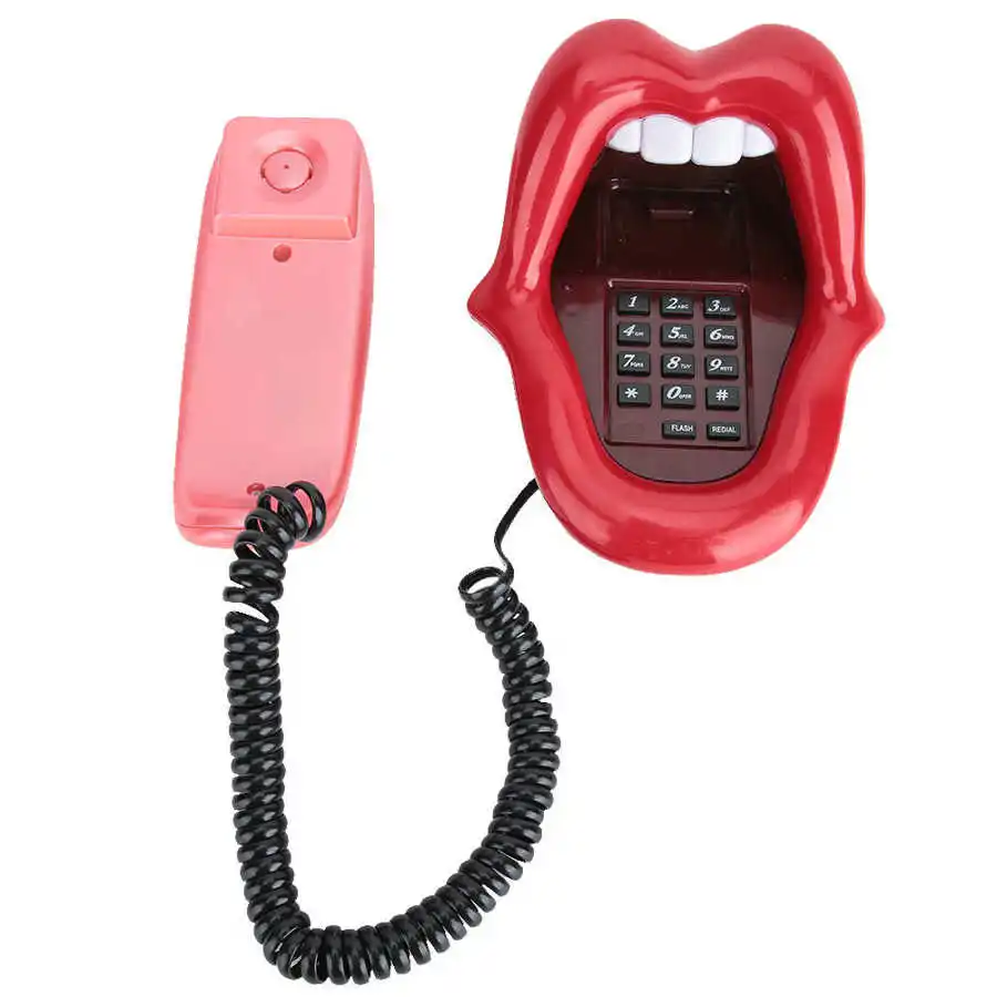 Accessori Mini Telefono multifunzionale rossa a forma di lingua grande telefono con filo fisso telefono fisso Telefono la bocca l'uso di hotel a casa