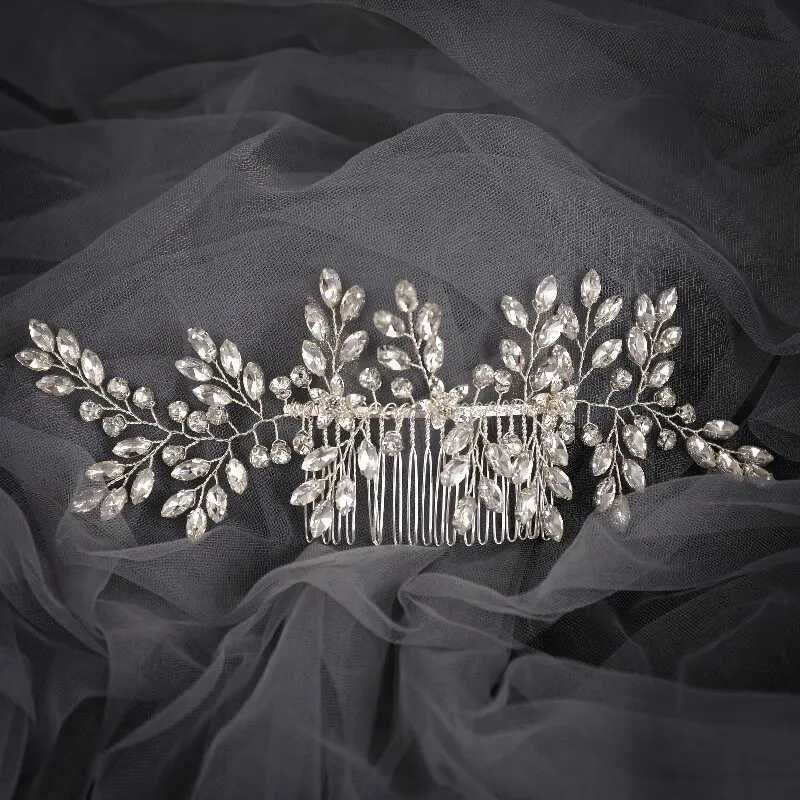 Wedding Haar sieraden Hoogwaardige mode -strass Bloembruiloft Bridal Handmade Hair Combs D240425