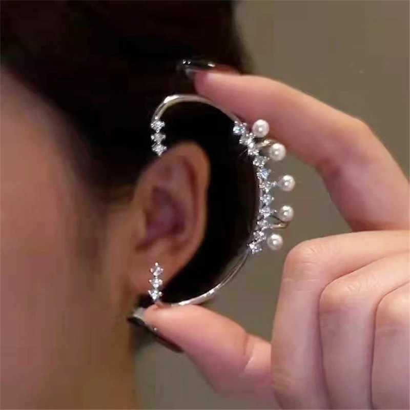 Charme mode brillant zircon perle oreille Clip auditif pour femmes couleurs argentées ne pas percer de fausse boucles d'oreilles de cartilage bijoux de mariage