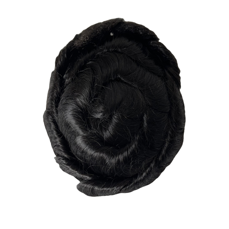 6 inç Malezya bakire insan saçı saç parçaları 6x8 mono toupee 32mm dalga afro bebek saçı mono dantel ünitesi için asyalı erkekler