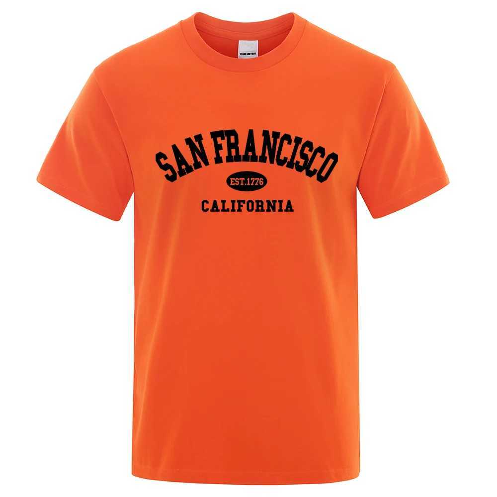 Erkek Tişörtler Sanfrancisco Est.1776 California Mektup T-Shirts Erkekler Moda Büyük Boyutlu Üstler Yaz Tshirt Gevşek Tasarımcı Lüks Tee Giyim