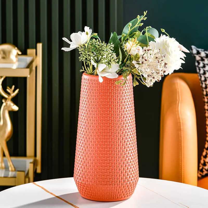 Vases NordicStyle Plastic Vase Floral Dried Flowers Pampas Grass Large Decor Natural Wedding Flowers Bouquet For Home Decor