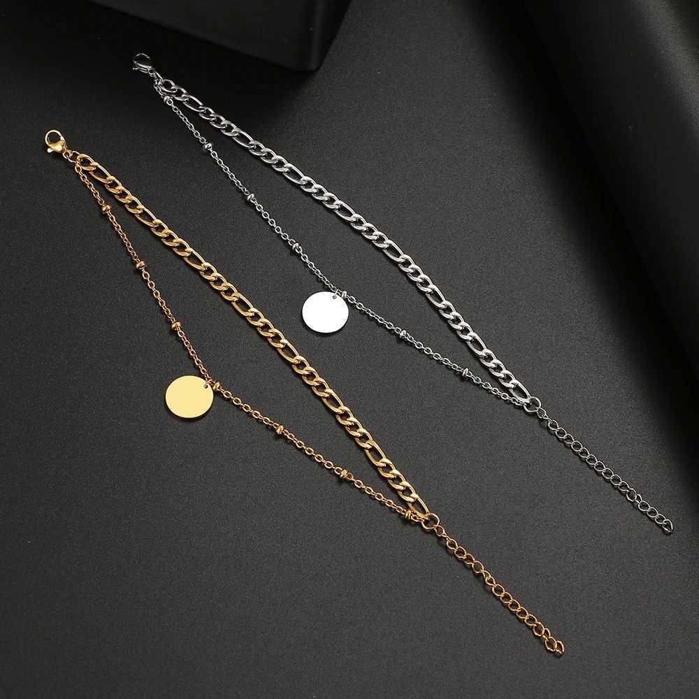 Beaded Stainless Steel Chain Armband New Trendy Classic Geometric Circle Armband Pendant For Men Women smycken Party Friends Gifts