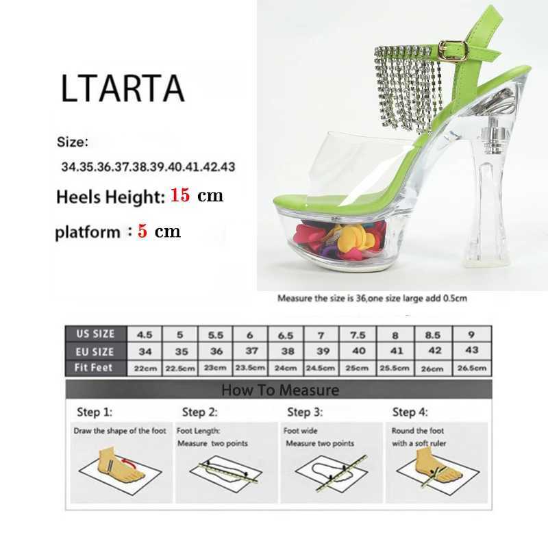 Klänningskor Womens Summer Sexy Versatile Rhinestones High Heel Sandals D115 Series 15cm 5cm Platform LFD H240425 V4Z2