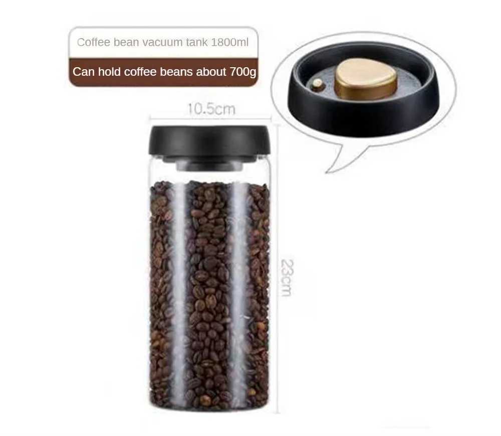 Storage Bottles Jars Coffee beans vacuum sealed jar transparent glass food storage household moisture-proof air extraction airtight container H240425 CJTP