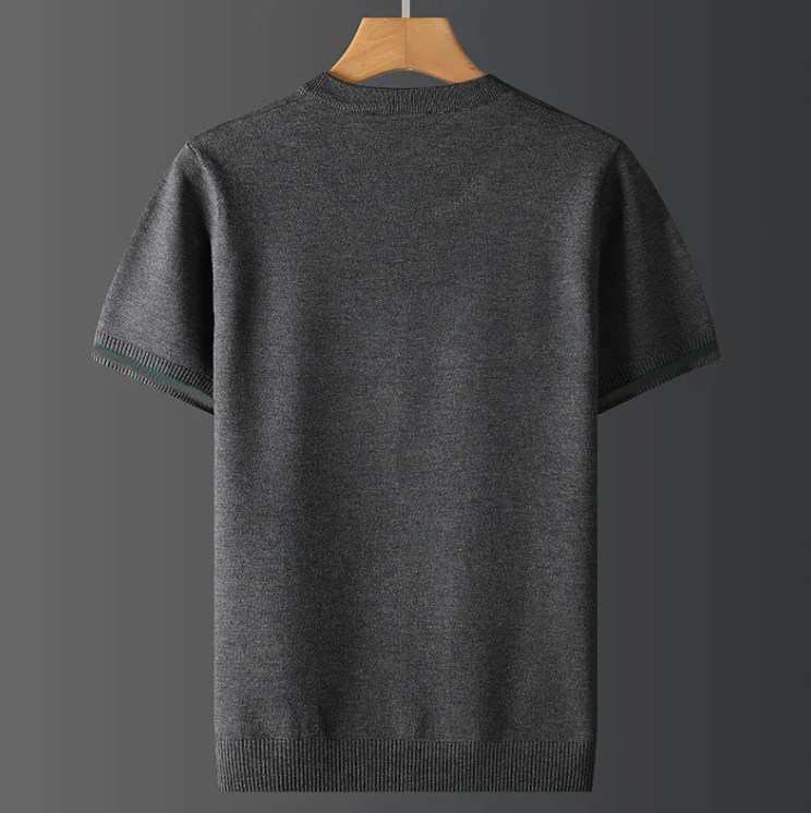 남자 T 셔츠 2024 플러스 크기 가을 반 소매 스웨터 남성 짧은 티셔츠 자수 캐주얼 라인 상단 큰