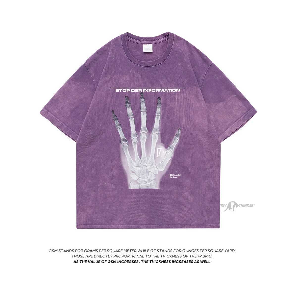 Męskie koszulki Exfine Finger Bone Impresso Grifica t Shirt Para Homens Casual Strtwear Y2K Vintage Hip Hop Manga Curta Owwrotne tshirty kwalifikacje H240425