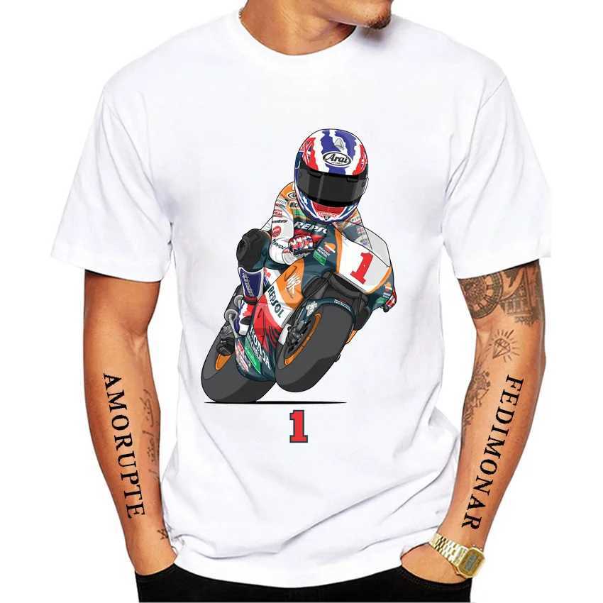 T-shirt maschile Mick Doohan 01 # T-shirt Nuovi uomini estivi Short Slve Gs Adventure Moto Sport Tops Casual Whites Rider MOTORCYCLE TS T240425